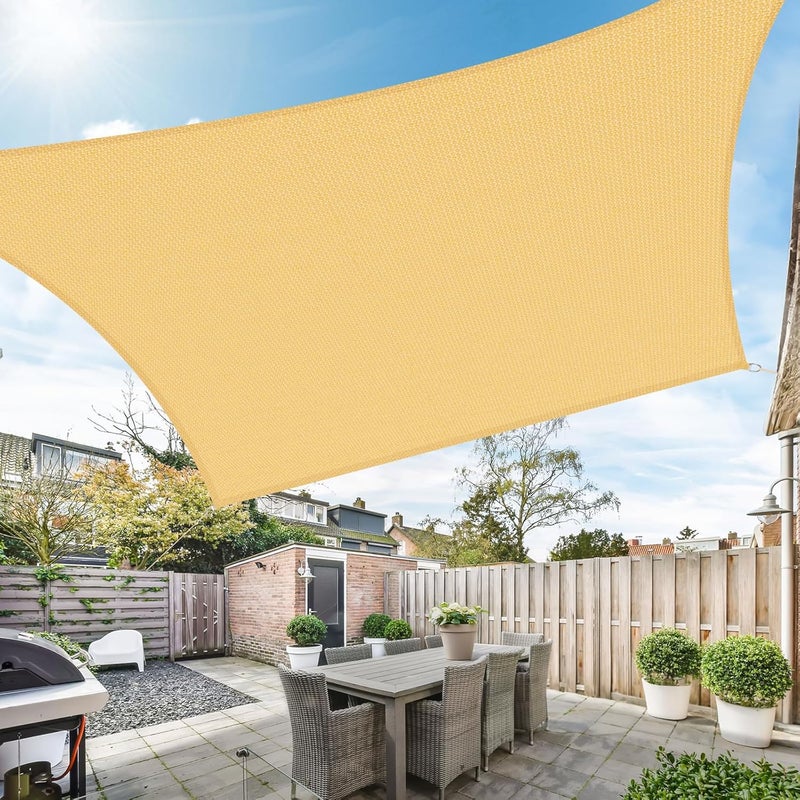 DUERER Awning Sun Protection Garden Balcony and Patio 2 x 3 m Rectangle, 95% UV Blocking, 185 g/m² Density Cool Keep for Patio, Garden, Pergola, Backyard, Outdoor Sand Colour - Image 1
