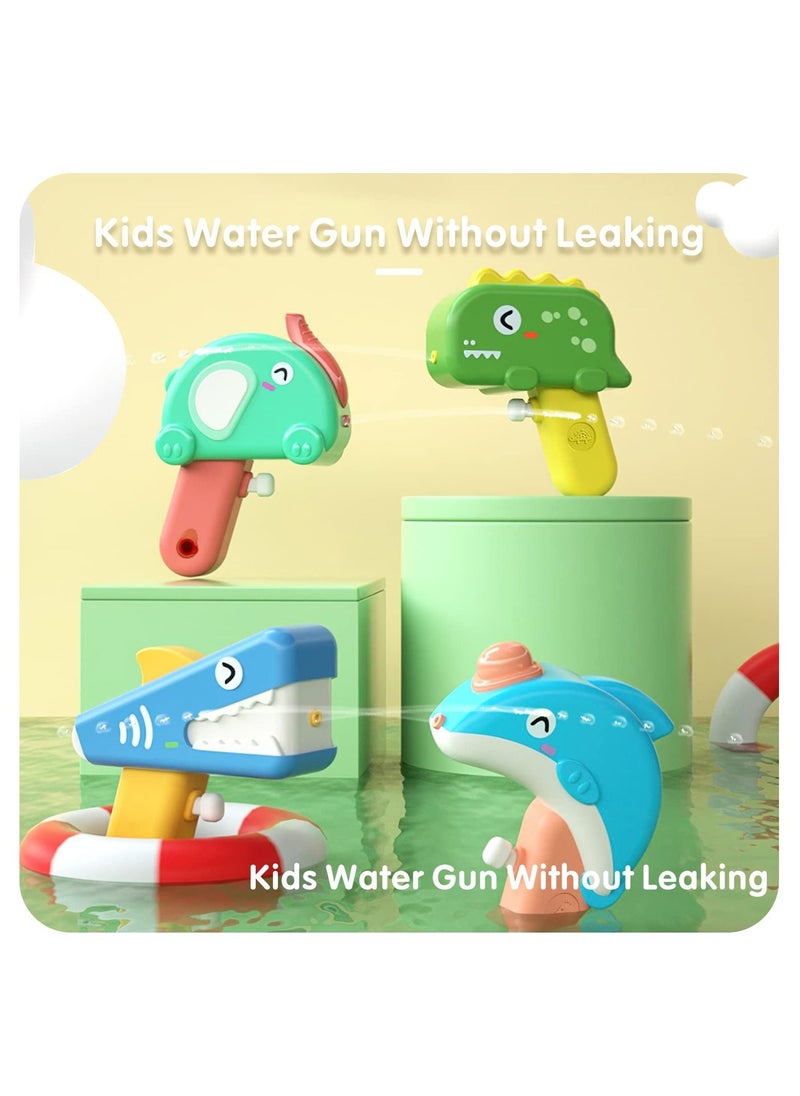 MIXDE - Water Guns,4 Pack Geometric Water Guns with Large Capacity for Kids,Cute Dinosaur Squirt Guns with 80ml Capacity,Summer Small Water Pistols Toys for Boys and Girls in Bath,Pool&Party - Image 1