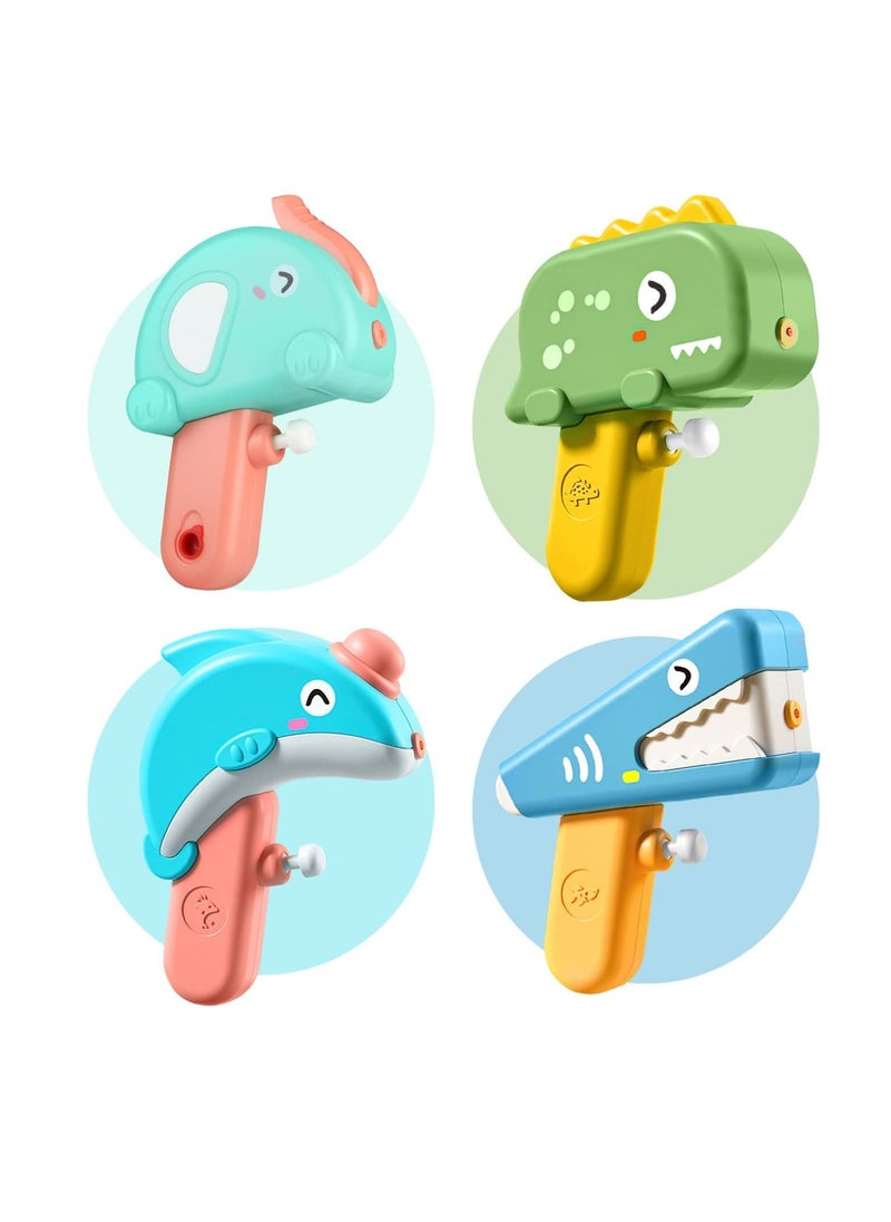 MIXDE - Water Guns,4 Pack Geometric Water Guns with Large Capacity for Kids,Cute Dinosaur Squirt Guns with 80ml Capacity,Summer Small Water Pistols Toys for Boys and Girls in Bath,Pool&Party - Image 1