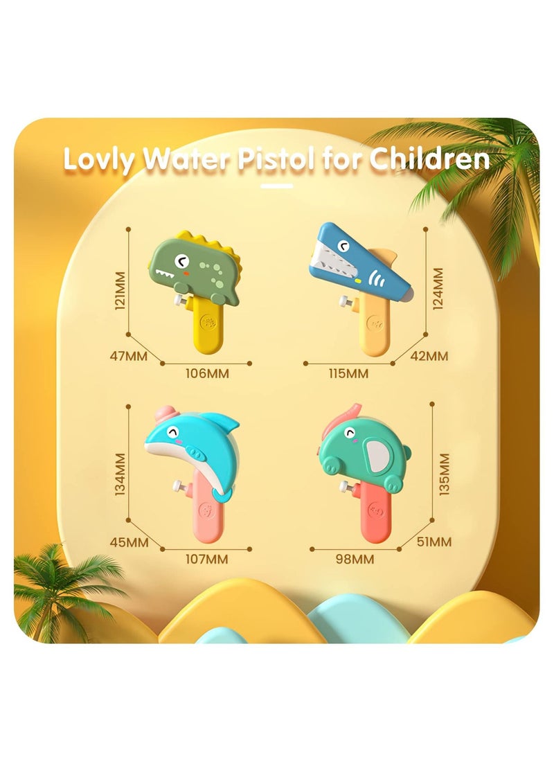 MIXDE - Water Guns,4 Pack Geometric Water Guns with Large Capacity for Kids,Cute Dinosaur Squirt Guns with 80ml Capacity,Summer Small Water Pistols Toys for Boys and Girls in Bath,Pool&Party - Image 1