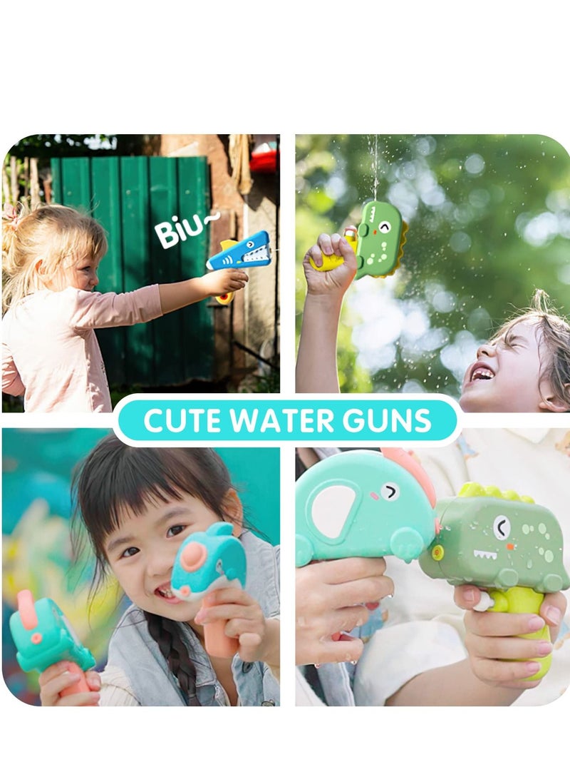 MIXDE - Water Guns,4 Pack Geometric Water Guns with Large Capacity for Kids,Cute Dinosaur Squirt Guns with 80ml Capacity,Summer Small Water Pistols Toys for Boys and Girls in Bath,Pool&Party - Image 1