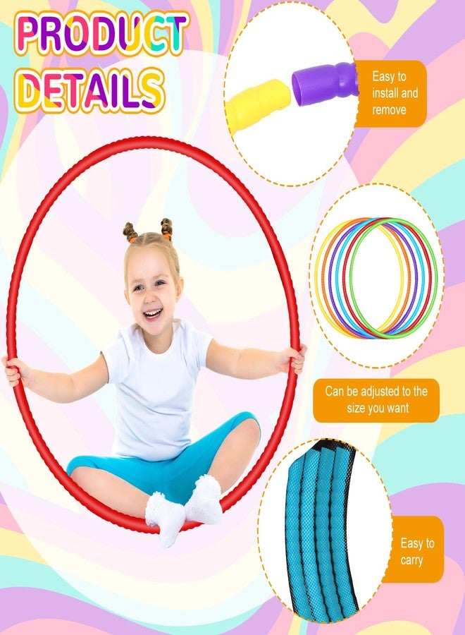 Sratte 6 Pcs Exercise Hoop Detachable Adjustable Plastic Hoops Snap Together Toy Ring Color Playground Toys for Girls and Boys Party Games, Sports, Exercise, Dog Training(28 Inch,Stylish Colors) - Image 2