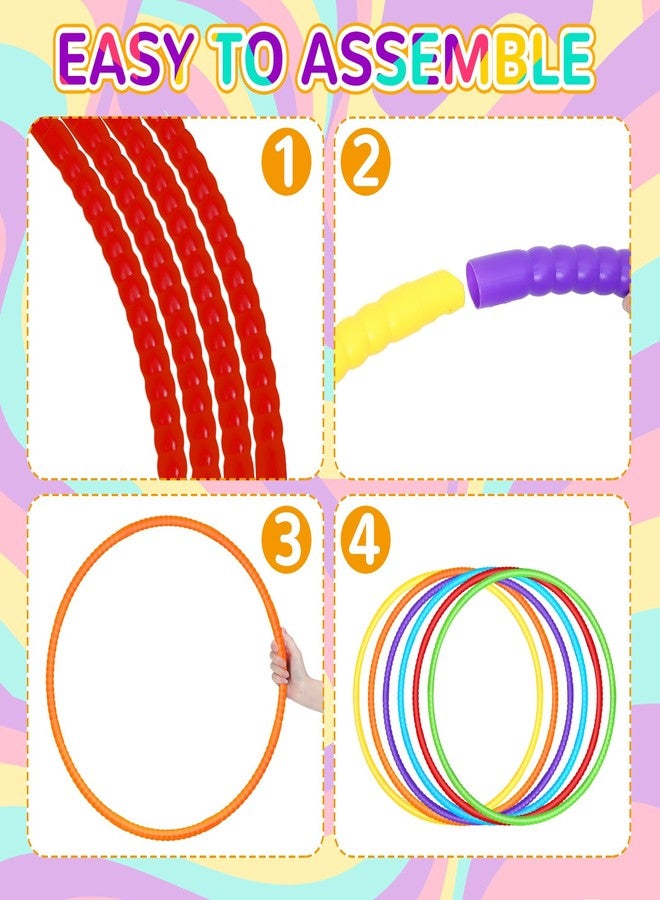 Sratte 6 Pcs Exercise Hoop Detachable Adjustable Plastic Hoops Snap Together Toy Ring Color Playground Toys for Girls and Boys Party Games, Sports, Exercise, Dog Training(28 Inch,Stylish Colors) - Image 3