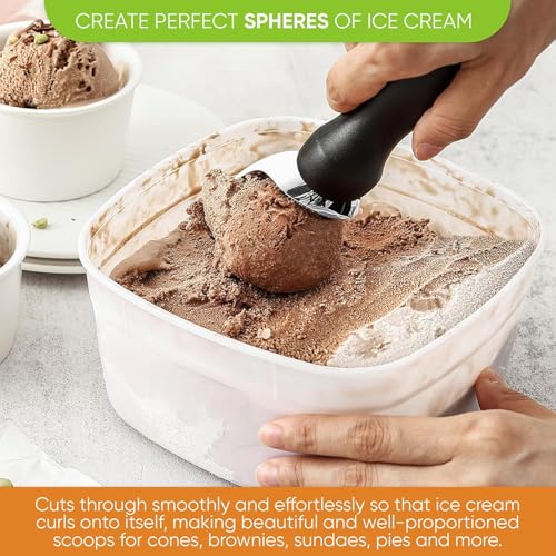 Tenom Ice Cream Spoon, Ice Cream Scoop Stainless Steel, Icecream Scoop for Gelato, Sorbet, Cookie Dough, Melon, Frozen Yogurt - Dishwasher Safe (Black) - Image 4