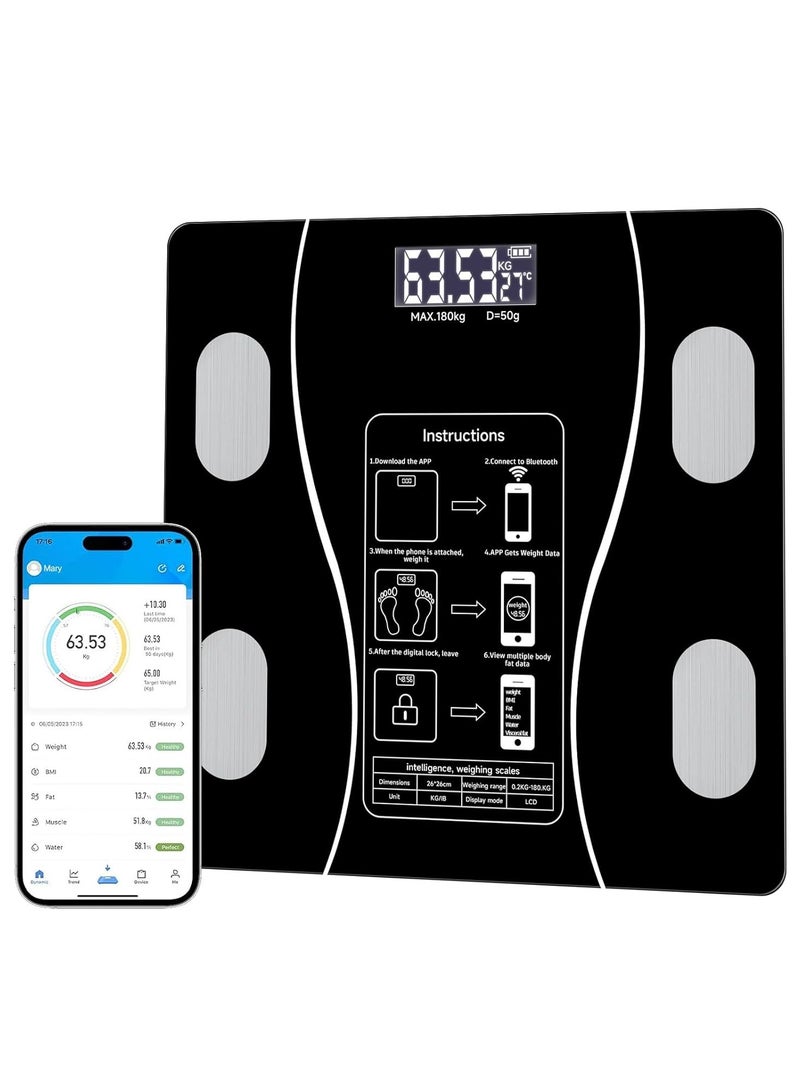 Digital Smart Weight Scale, Bluetooth / Wireless Body Fat Scale with Smartphone App, Digital Bathroom Scale for Body Weight, Body Composition Analysis, Highly Accurate BMI Scale. - Image 1