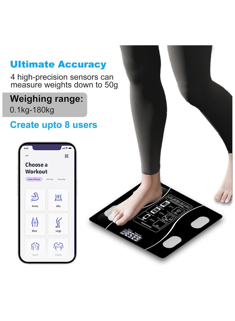 Digital Smart Weight Scale, Bluetooth / Wireless Body Fat Scale with Smartphone App, Digital Bathroom Scale for Body Weight, Body Composition Analysis, Highly Accurate BMI Scale. - Image 5