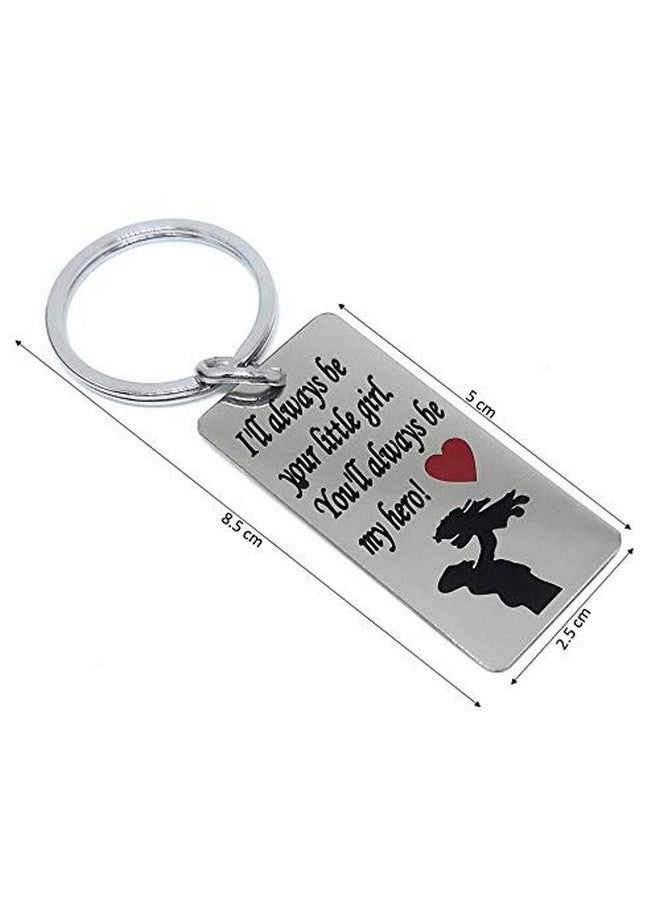 Aura I Will Always Be Your Little Girl Emotional Gift Key Chain for Fathers Day Papa Dad Men Stainless Steel Silver Key Chain - Image 2