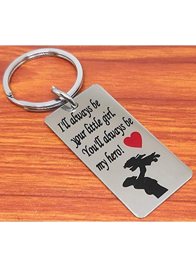 Aura I Will Always Be Your Little Girl Emotional Gift Key Chain for Fathers Day Papa Dad Men Stainless Steel Silver Key Chain - Image 4
