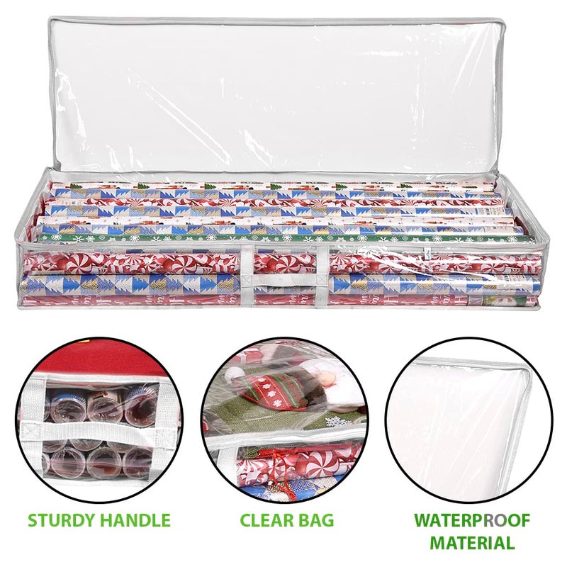 ProPik Wrapping Paper Storage Containers | Gift Wrap Organizer Under Bed 41â€x14â€x6â€ Fits 18-24 Rolls Fit Up to 40â€ Long Roll Wrap Storage Box Holder for Ribbon Bows and Accessories 2 Pack (White) - Image 3