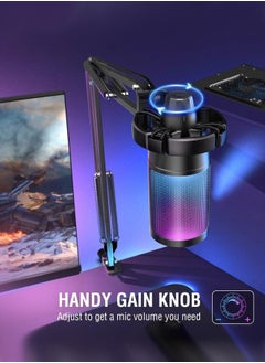 ماركة غير محددة ميكروفون USB للكمبيوتر الشخصي للألعاب، ميكروفون مكثف للبودكاست مع ذراع بوم، فلتر بوب، زر كتم الصوت لبث الدردشة عبر الإنترنت، ميكروفون كمبيوتر للاعبي الكمبيوتر  - Image 4