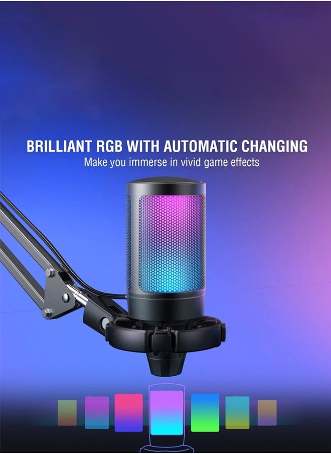 Generic Gaming PC USB Microphone, Podcasting Condenser Microphone with Boom Arm, Pop Filter, Mute Button for Streaming Online Chat, Computer Microphone for PC Gamers  - Image 3