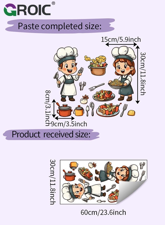 GROIC Cute Cartoon Chef Kitchen Wall Stickers – Food Cooking Kitchenware Peel and Stick Wall Art Decals for Kitchen Dining Room Restaurant Fridge, Restaurant, Bakery & Home Decor - Image 5