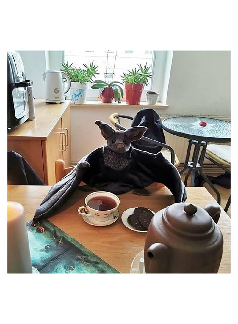 Zikra Bat Plush Toys, 12 inches Stuffed Animals Plush Doll, Creepy Goth Bat Stuffed Animal Lifelike Bats Toys, Grey - Image 4