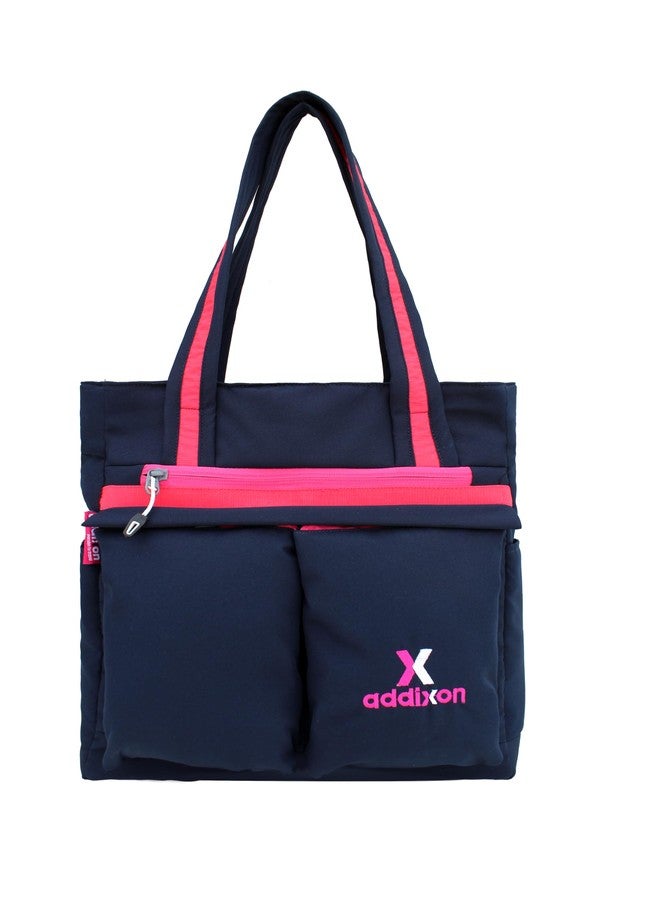 addixon Solid 15L Multiple Pocket Handbag for Women with 2 Spacious Compartments - Stylish and Functional Shoulder Bag for Everyday Use - Navy Blue, Pink - Image 4