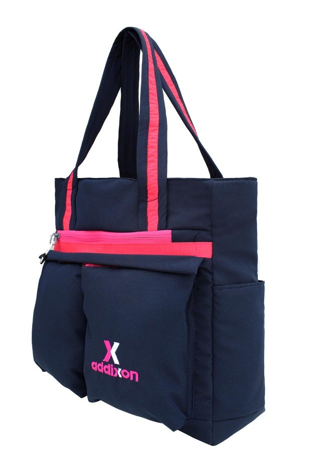 addixon Solid 15L Multiple Pocket Handbag for Women with 2 Spacious Compartments - Stylish and Functional Shoulder Bag for Everyday Use - Navy Blue, Pink - Image 1