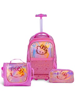 Hello Kitty 20 Inch Kids Premium 3-in-1 Trolley School Bag Set - Ergonomic Backpack, Insulated Lunch Bag & Pencil Case,Lightweight, Durable, Students 6+ - Perfect for Travel & School,For Girls  - Image 1