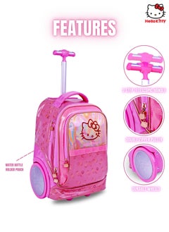 Hello Kitty 20 Inch Kids Premium 3-in-1 Trolley School Bag Set - Ergonomic Backpack, Insulated Lunch Bag & Pencil Case,Lightweight, Durable, Students 6+ - Perfect for Travel & School,For Girls  - Image 3