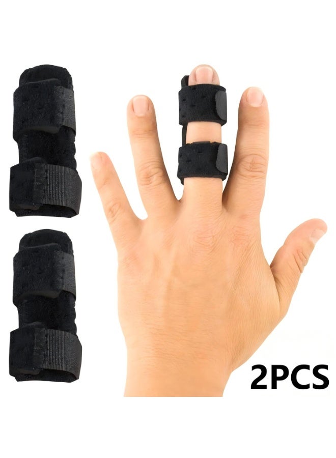 Finger Splints (2-pack) - Universal Finger Orthotics - Fracture and Trigger Finger Splint - Arthritis Pain and Finger Support Bracket - Relieves Sprains of Middle, Index, Ring, and Little Fingers (Black, One Size Fits All) - Image 1