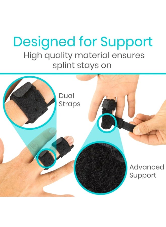 Finger Splints (2-pack) - Universal Finger Orthotics - Fracture and Trigger Finger Splint - Arthritis Pain and Finger Support Bracket - Relieves Sprains of Middle, Index, Ring, and Little Fingers (Black, One Size Fits All) - Image 2