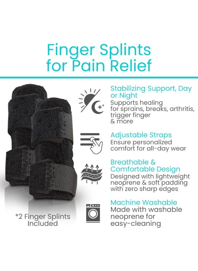 Finger Splints (2-pack) - Universal Finger Orthotics - Fracture and Trigger Finger Splint - Arthritis Pain and Finger Support Bracket - Relieves Sprains of Middle, Index, Ring, and Little Fingers (Black, One Size Fits All) - Image 5
