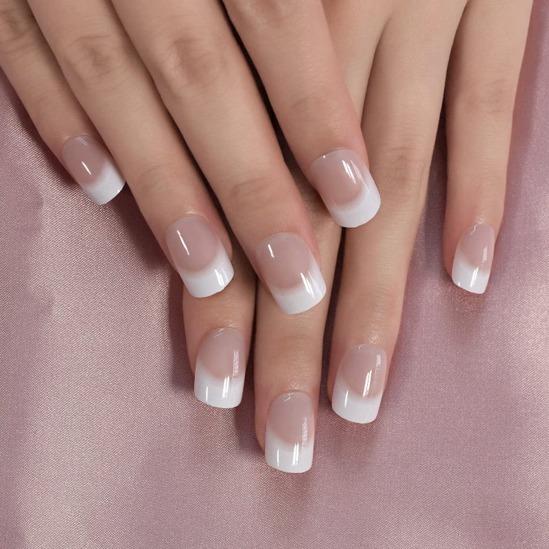ELEVENAIL Daily Natural Nude white Press on French Nails Short Squoval Fake False Nails Tips Salon Manicure Reusable DIY Artificial Nails Art for Daily Office Home - Image 1