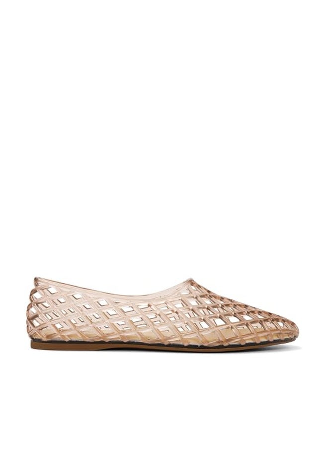 HEVA Women's Jelly Mesh Flats Breathable Clear Hollow Shoes Summer Beach Jellies Ballet Sandals(9 M US Beige) - Image 1