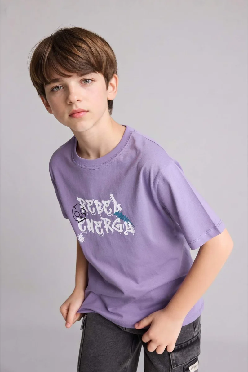 ديفاكتو New Regular Fit Printed Short Sleeve T-Shirt