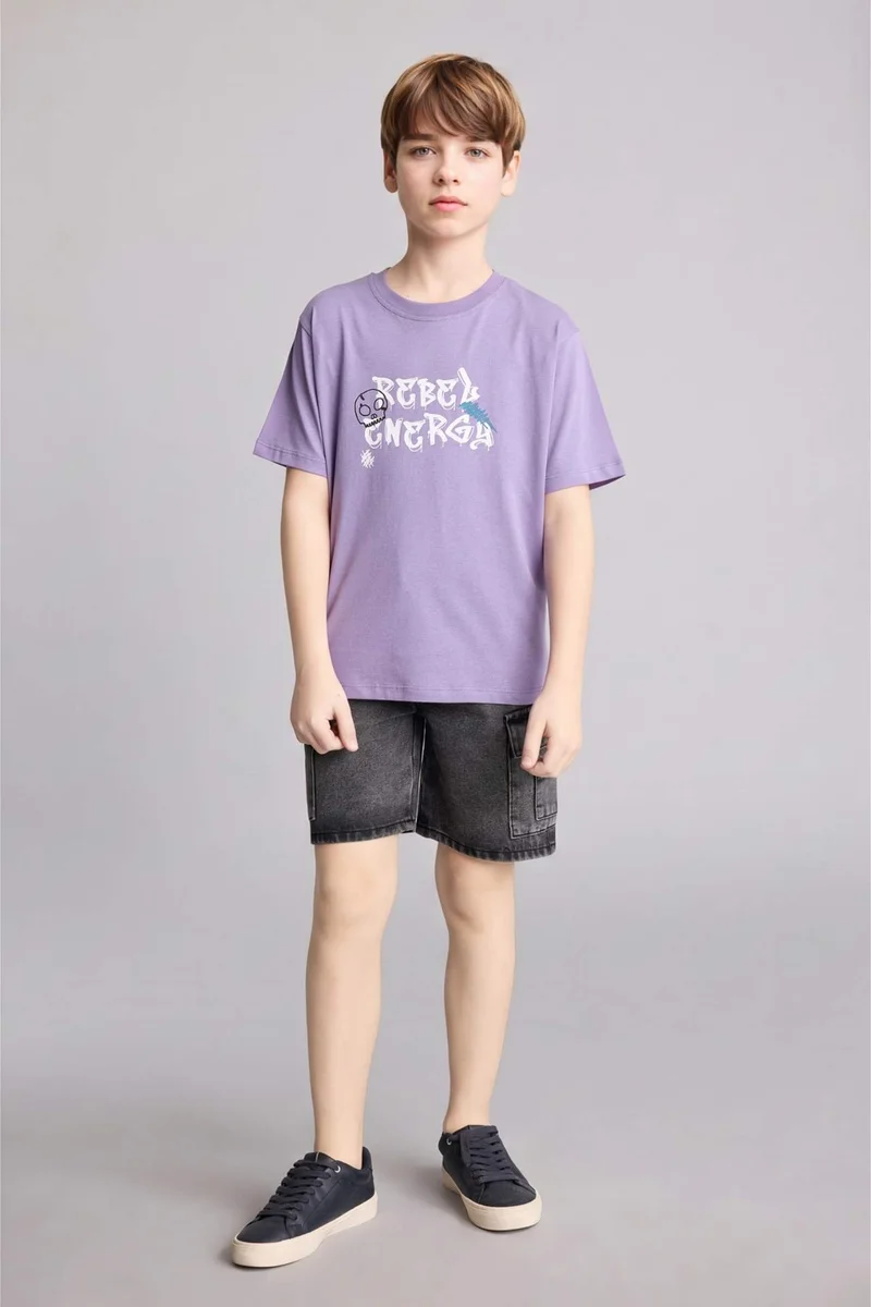 ديفاكتو New Regular Fit Printed Short Sleeve T-Shirt