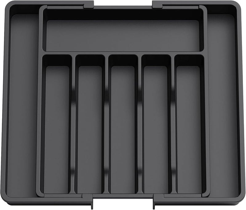 Antole Kitchen Drawer Organizer,Expandable Cutlery Tray Utensil Silverware Holder,Adjustable Silverware Flatware Holder,Drawer Dividers Organizer for Spoons,Forks,Knives (Black) - Image 1