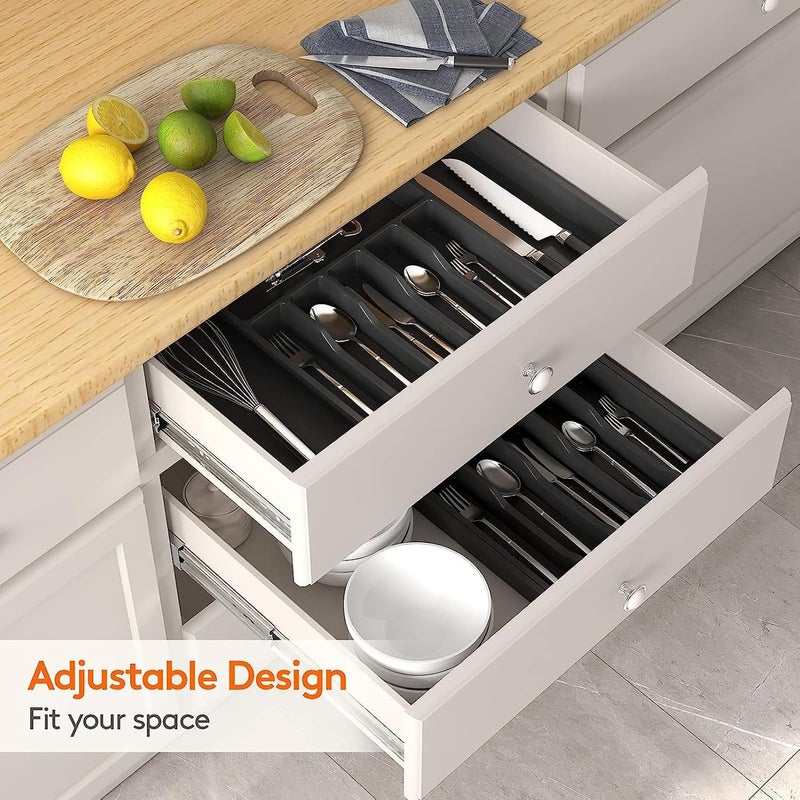 Antole Kitchen Drawer Organizer,Expandable Cutlery Tray Utensil Silverware Holder,Adjustable Silverware Flatware Holder,Drawer Dividers Organizer for Spoons,Forks,Knives (Black) - Image 5