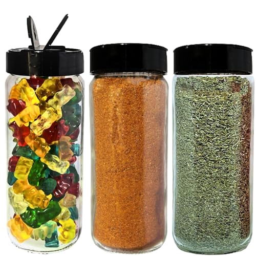 JARMING COLLECTIONS 16oz Glass Spice Shakers with Lids Set of 3 Large Seasoning Containers with Shaker Tops for Kitchen Pantry Herb Storage 3 pack - Image 1