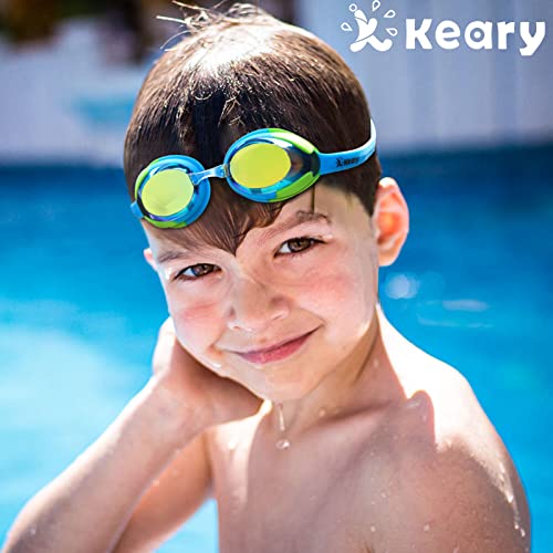 Keary 2 Pack Kids Swim Goggles Swimming Goggles for Toddler Children Girls Boy Youth, Anti-Fog Waterproof Anti-UV Flat Lens Clear Goggles Water Pool Glasses with 3 Nose Pieces, Boys Swimming Goggles - Image 2