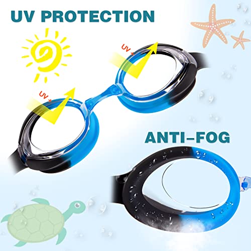 Keary 2 Pack Kids Swim Goggles Swimming Goggles for Toddler Children Girls Boy Youth, Anti-Fog Waterproof Anti-UV Flat Lens Clear Goggles Water Pool Glasses with 3 Nose Pieces, Boys Swimming Goggles - Image 5