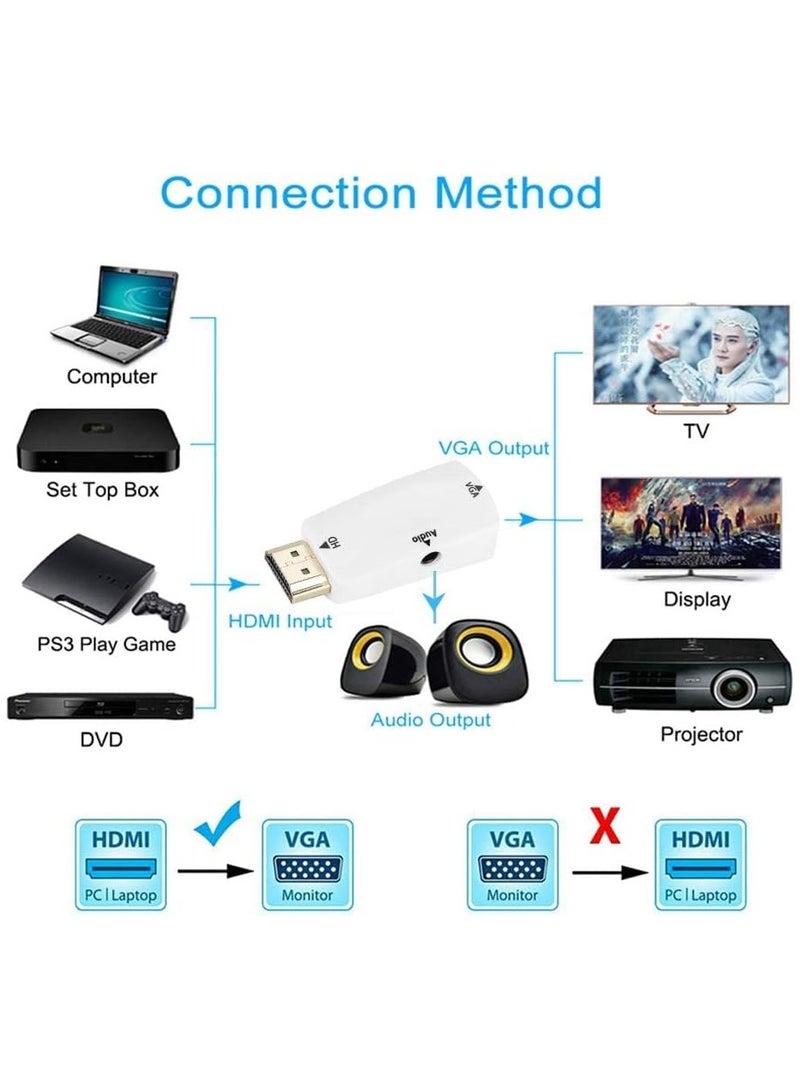 محول HDMI إلى VGA بدقة 1080 بكسل مع كابل صوت 3.5 ملم – محول HDMI أنثى إلى VGA أنثى  - Image 3