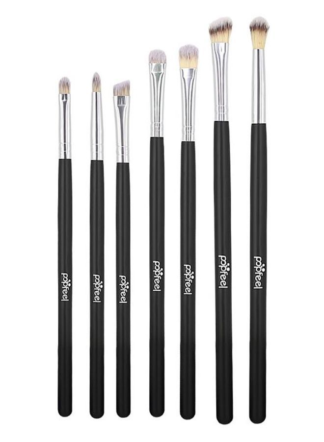 NIBEMINENT 7-Piece Professional Eyeshadow Brush Set Black/Silver - Image 1