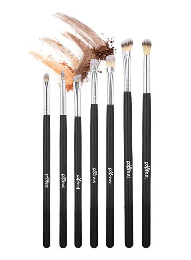 NIBEMINENT 7-Piece Professional Eyeshadow Brush Set Black/Silver - Image 2