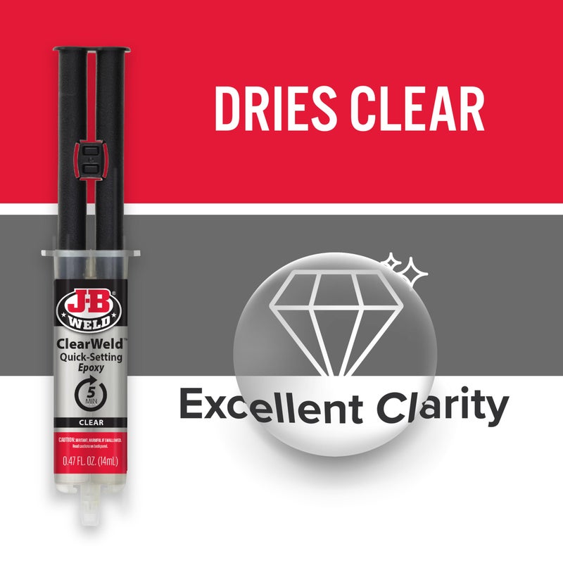 JB WELD J-B Weld ClearWeld 5 Minute Epoxy, Clear, 14ml w/Static Mixer, (50114H) - Image 2