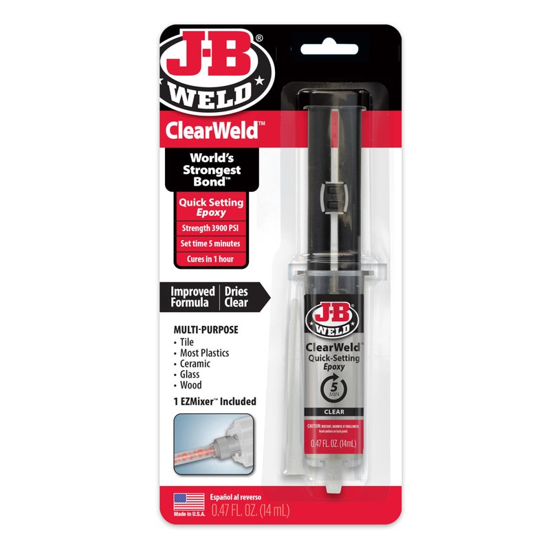 JB WELD J-B Weld ClearWeld 5 Minute Epoxy, Clear, 14ml w/Static Mixer, (50114H) - Image 1