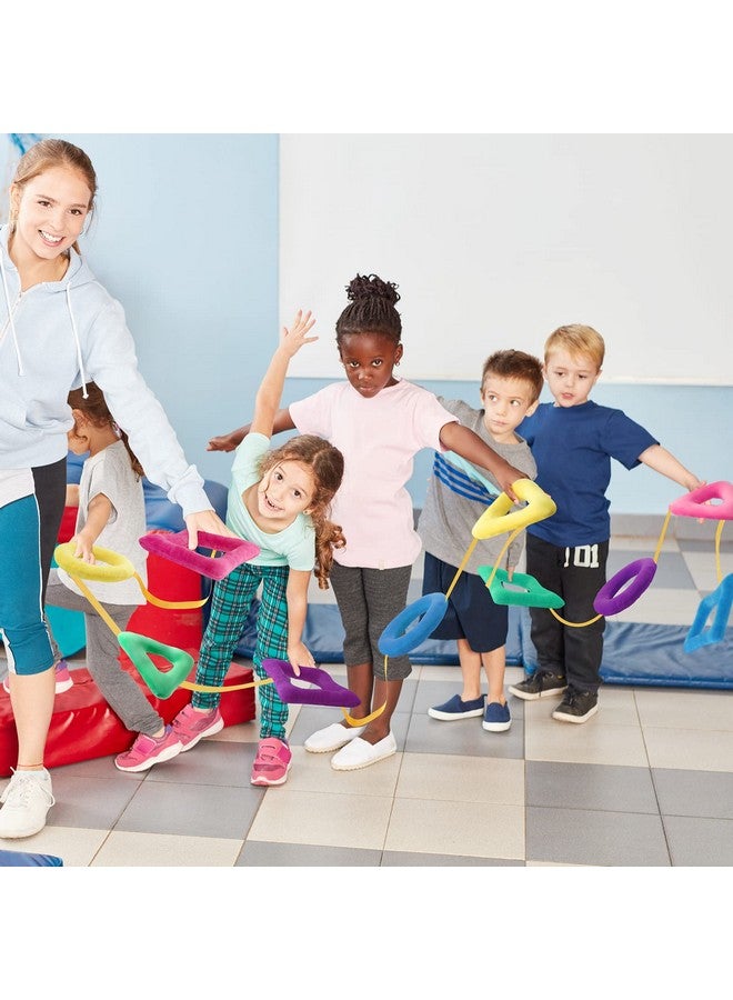 Woanger 2 Pcs Shapes Walking Rope for Preschool Walking Rings for Toddlers First Day of School 10 Colorful Handles Leash for Toddler Class Line Rope 165'' Long Keep Children Calm and Line Classroom Supplies - Image 2