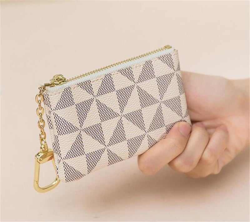 Erkic NISCAYA Mini Coin Purse with Keychain - Luxury Designer Plaid Leather Wallet - Image 4