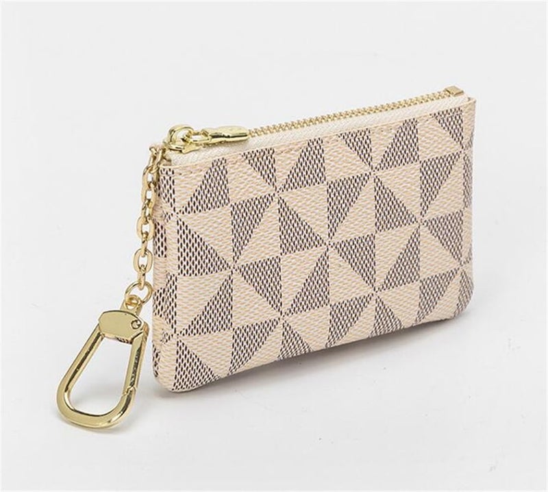 Erkic NISCAYA Mini Coin Purse with Keychain - Luxury Designer Plaid Leather Wallet - Image 3