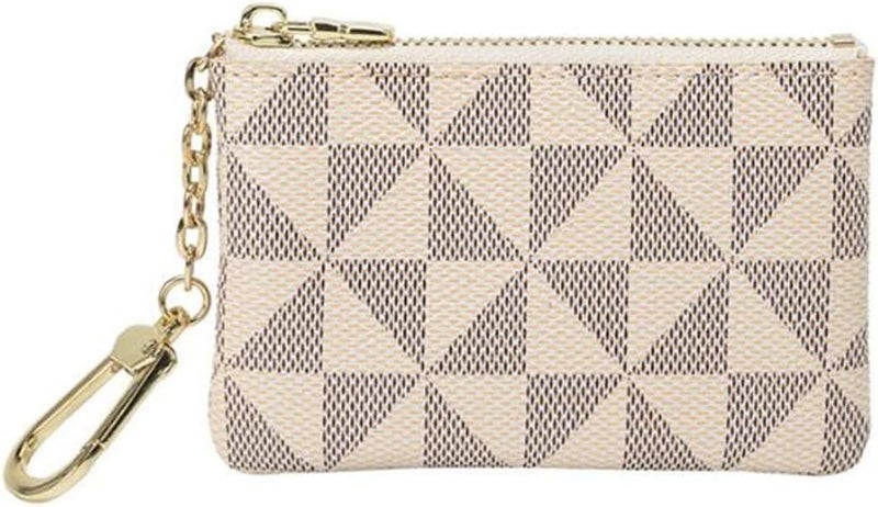 Erkic NISCAYA Mini Coin Purse with Keychain - Luxury Designer Plaid Leather Wallet - Image 1