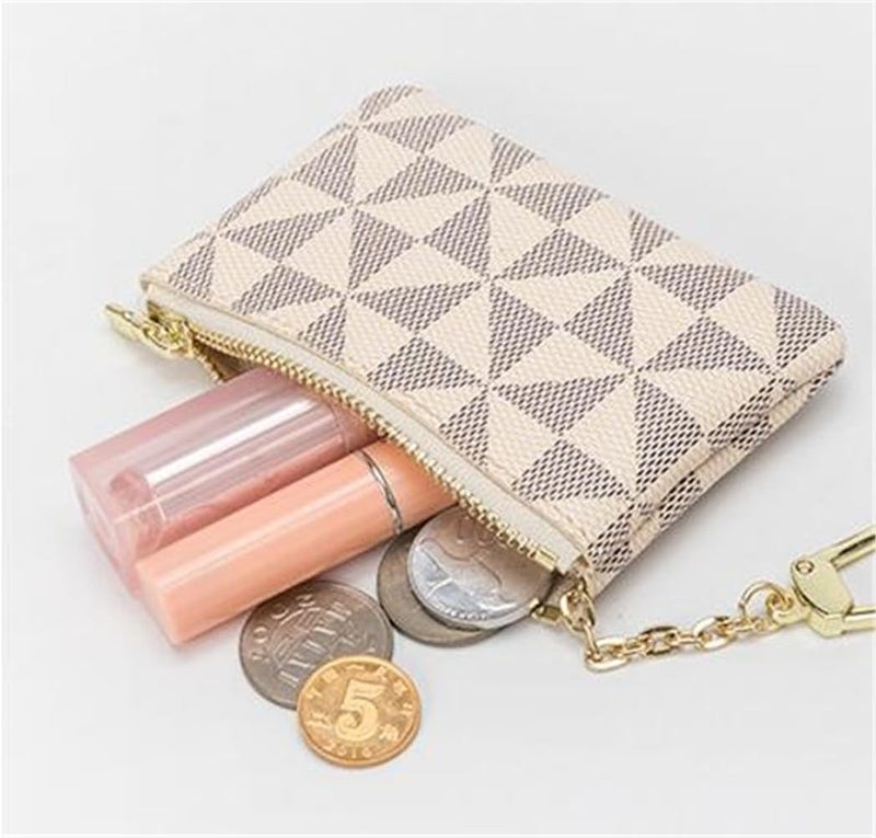 Erkic NISCAYA Mini Coin Purse with Keychain - Luxury Designer Plaid Leather Wallet - Image 5