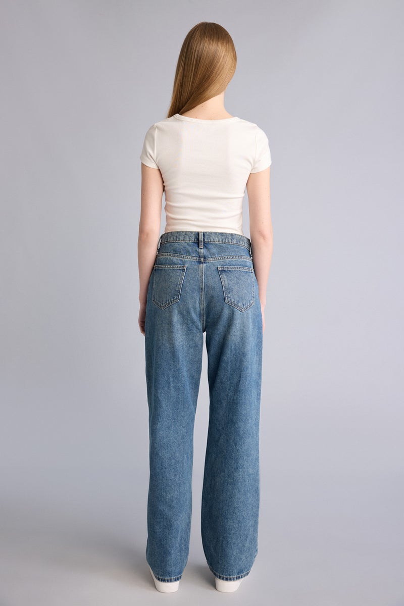 DeFacto Blue Woman Wide Leg High Waist Long Jeans Casual - Image 5
