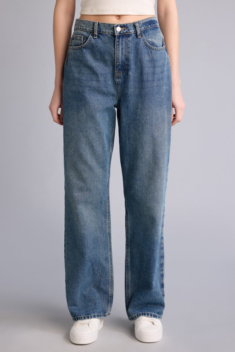 DeFacto Blue Woman Wide Leg High Waist Long Jeans Casual - Image 3