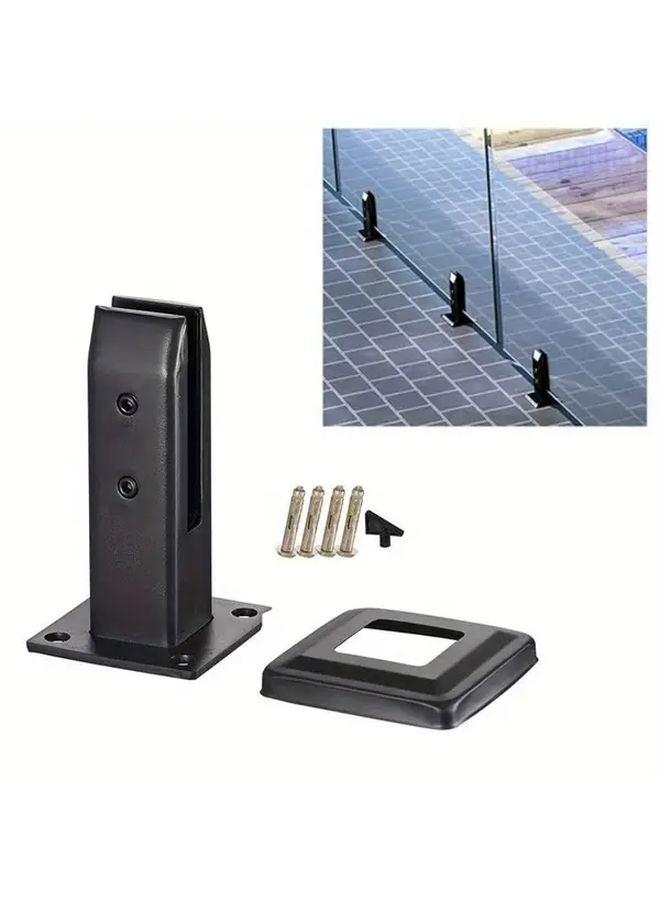 1 Pack Black Stainless Steel Glass Fence Clip Kit For Balcony Deck Pool Stairs - Image 1