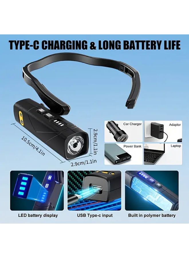 Black Smart Sensor LED Headlamp 1000 Lumens USB Fast Charging Adjustable - Image 4