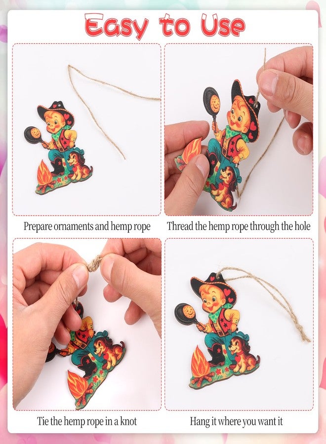 LOAVER 36 Pcs Valentines Day Vintage Hanging Ornaments for Tree Decorations,Wooden Cute Hanging Heart Ornaments for Valentines Party Anniversary Supplies Tree Decor Gifts Exchange - Image 3