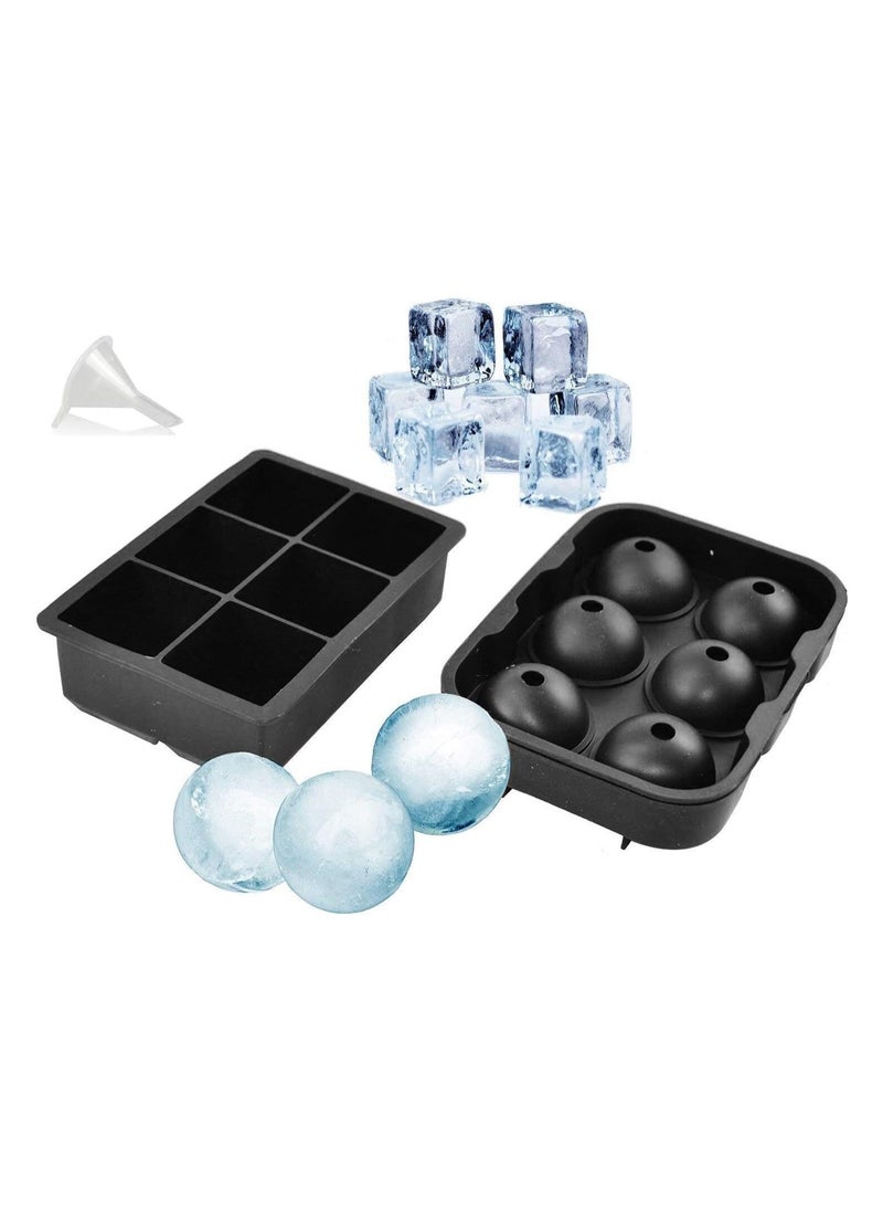 Vitacelli - Silicone Ice Cube Tray with Lid – Easy Release, Odourless, Food-Grade, Spill-Resistant 6 Large Ice Cube Mould with for Drinks, Black 1 Pack - Image 1
