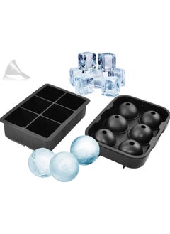 Silicone Ice Cube Tray with Lid – Easy Release, Odourless, Food-Grade, Spill-Resistant 6 Large Ice Cube Mould with for Drinks, Black 1 Pack